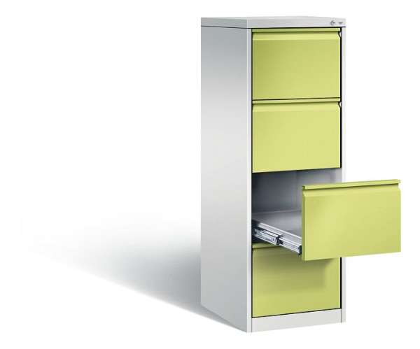 C+P archiefkast Acurado, H1357xB433xD590mm, kleur: lichtgrijs / virid groen, handgreep, 12434-321 S10040