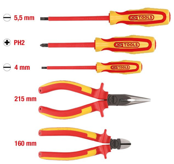 KS Tools ERGOTORQUE VDE tangen- en schroevendraaierset, 5-delig, variant 1, 117.1170