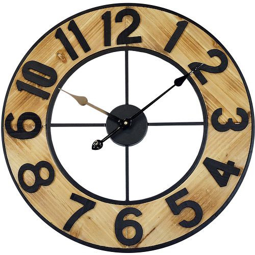 Technoline quartz wandklok, metaal, hout, afmetingen: Ø 60 cm, WT 1610