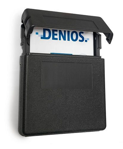 DENIOS documentenbox van kunststof (PE), zwart, opening bovenaan, voor A4-documenten, 303313