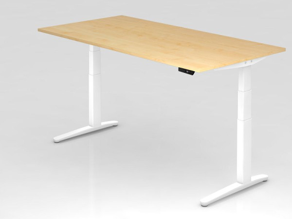Hammerbacher elektrisch zit-sta bureau 200x100cm esdoorn/wit rechthoekige vorm, VXBHM2E/3/WW