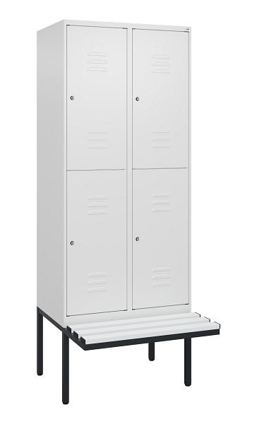 C+P dubbeldekskast Classic PLUS, 2 compartimenten, 2120x800x815mm, 9016/9016, cilindersloten, zwevende zitting, 0803407-22 S10029