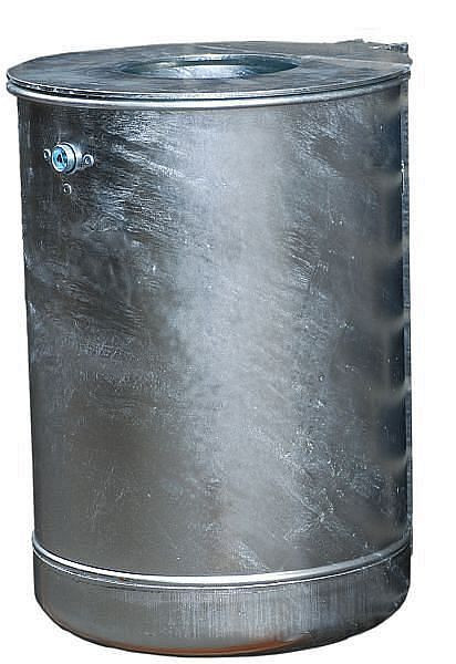 Renner ronde afvalcontainer ca. 50 L, ongeperforeerd, met stevige dekselschijf, thermisch verzinkt, 7039-20FV