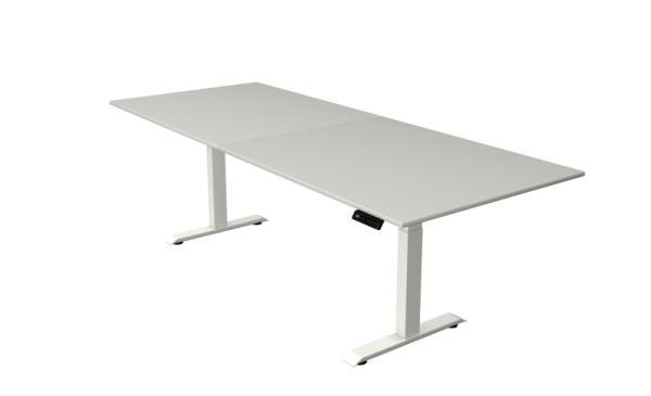 Kerkmann sta-/zittafel Move 4 nieuw 250 x 100 cm frame wit, tafelblad lichtgrijs, 10091211