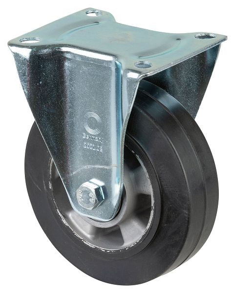 BS rollen transportrol, vaste rol, wielbreedte 50 mm, wiel-Ø 160 mm, draagvermogen 300 kg, zwarte elastische banden, aluminium, kogellagers, L410.B80.160