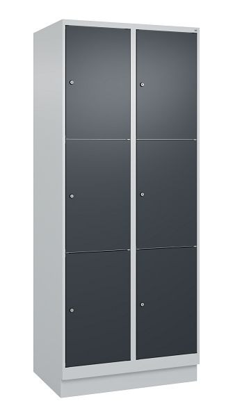 C+P lockerkast Classic PLUS, onderstel, 2 vakken met elk 3 vakken, 1950x800x500mm, 7035/7016, 080020-223 S10008