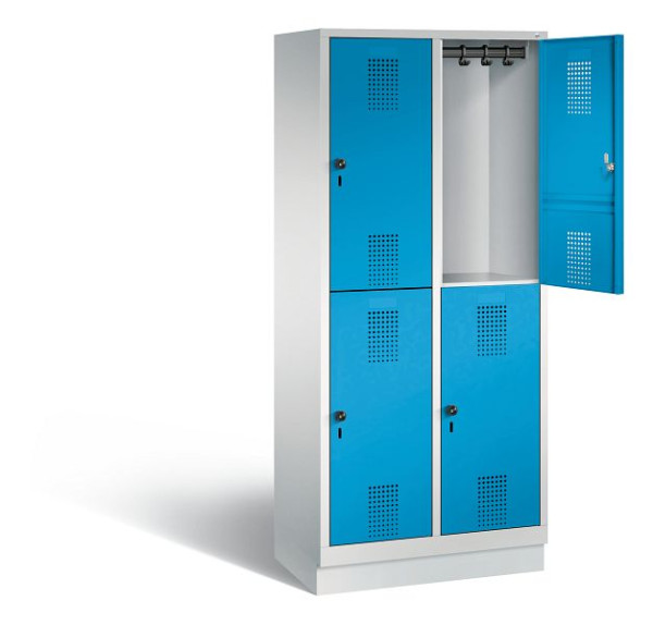 C+P locker, dubbellaags Evolo, H1800xW810xD500mm, kleur: lichtgrijs/lichtblauw, 48320-22 S10041