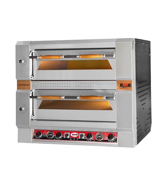 GMG pizzaoven Compact U, 9+9x Ø 30 cm, 16 kW 400V, bedieningselement onder, met vuurvaste vloer, 2 bakkamers, PCU9292