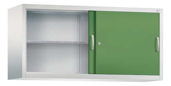 C+P bovenkast Acurado, H790xB1600xD500mm, kleur: lichtgrijs / reseda groen, beugelgreep, 2 niveaus, 2155-09 S10025