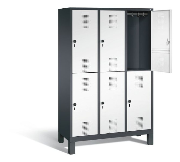 C+P locker 2-laags Evolo, H1850xB1200xD500mm, kleur: zwartgrijs / verkeerswit, 48310-32 S10213