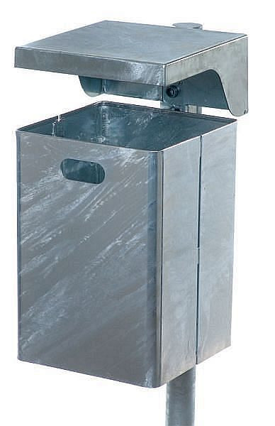 Renner rechthoekige afvalbak ca. 50 L (zonder asbak), geschikt voor wand- en paalmontage, thermisch verzinkt, 7049-40FV