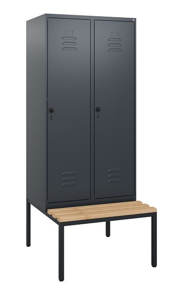 C+P luierkastje Classic PLUS, met onderbank, 2 vakken, 1950x800x815mm, 7016/7016, draaibare sluiting, beuken zitlat, 0800505-22 S10012