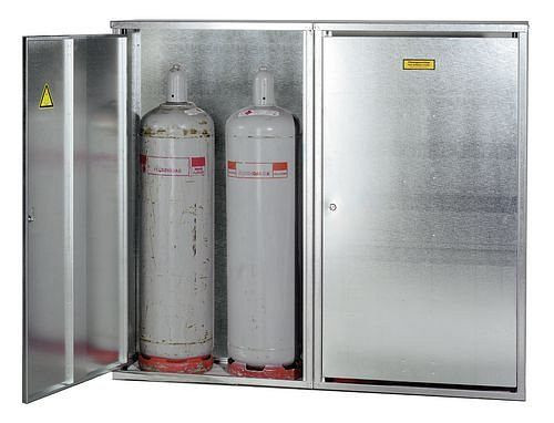 DENIOS vloeibaar-gasflessenkast ST 40, voor 4 x 33 kg flessen, gesloten wand + 2-vleugelige deur, 116-962