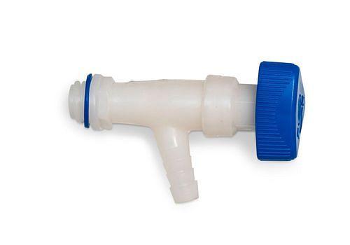 DENIOS hoekstopkraan met brede schroefdraad 22 mm, recht, met sproeieraansluiting 13 mm (1/2), VE = 5 stuks, 308394