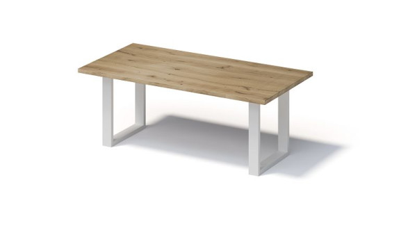 Bisley Fortis tafel Regular, 2000 x 1000 mm, rechte rand, geolied oppervlak, O-frame, oppervlak: naturel / frame kleur: verkeerswit, F2010OP396