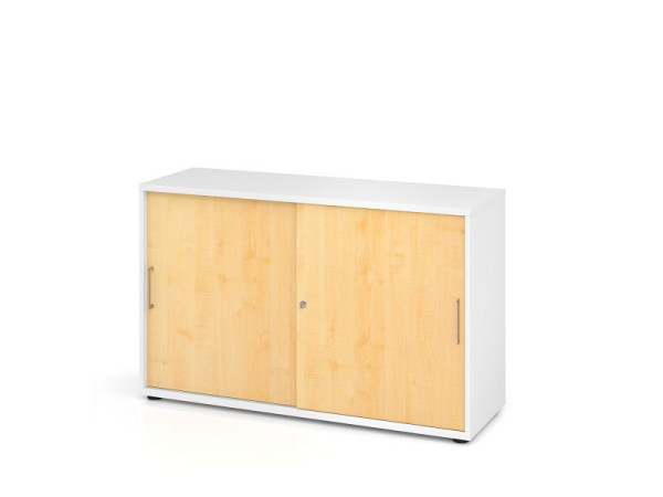 Hammerbacher schuifdeurkast 1752S BS, 2 OH, romp: wit / voorkant: esdoorn, 120 x 40 x 74,8 cm (BxDxH), V1752S/W/3/BS