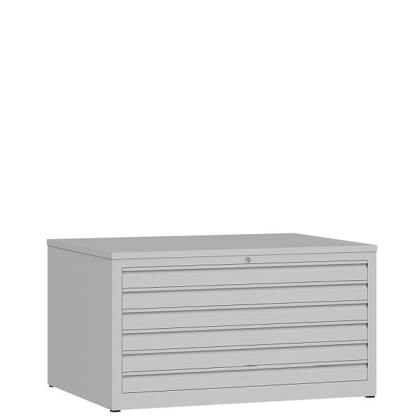 Lüllmann tekenkast, 6 laden DIN A1, 605 x 1135 x 835 mm, lichtgrijs, 565110