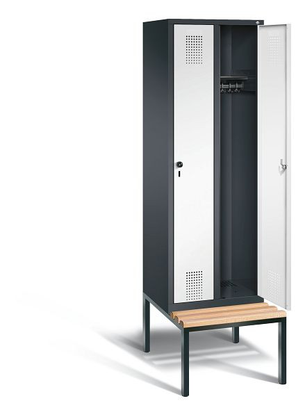 C+P garderobe Evolo, H2090xW610xD815mm, kleur: zwartgrijs / verkeerswit, 48050-20 S10386