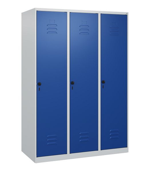 C+P luierkluis Classic PLUS met middenwand, 3 vakken, 1700x1200x500mm, 7035/5010, veiligheidsdraaigrendel, 0800007-32F S10003