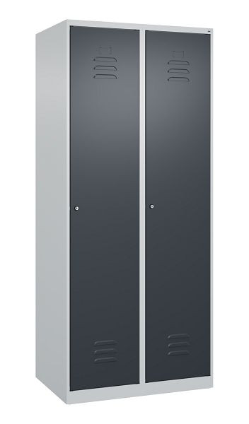 C+P Mehrzweckschrank Classic PLUS, Wäsche-Spind, 2 Abteile, 1850x800x500mm, 7035/7016, Zylinderschlösser, 080000-22B S10020