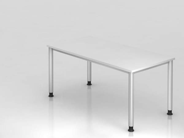 Hammerbacher bureau 4 voet rond 160x80cm wit/zilver, rechthoekige vorm, VHS16/W/S