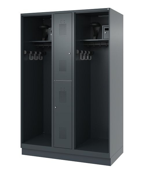 C+P brandweerkast Evolo, model MAXI, 2 compartimenten, H1850B1300T600 mm, antraciet, sokkel, 0496315-030 S10010