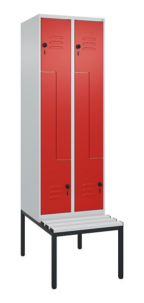 C+P Z-Spind Classic PLUS, met onderbank, 4 vakken, 2120x600x815mm, 7035/3020, draaigrendel, 0800537-204 S10032