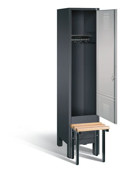 C+P garderobe Evolo, H1850xW420xD815mm, kleur: zwart-grijs/wit aluminium, 48030-12 S10088