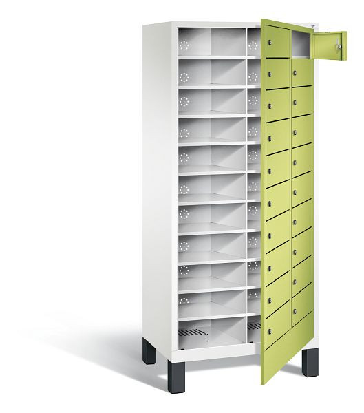 C+P wasverzamelkast Evolo, H1850xW810xD500mm, kleur: verkeerswit / virid green, 48060-210 S10138