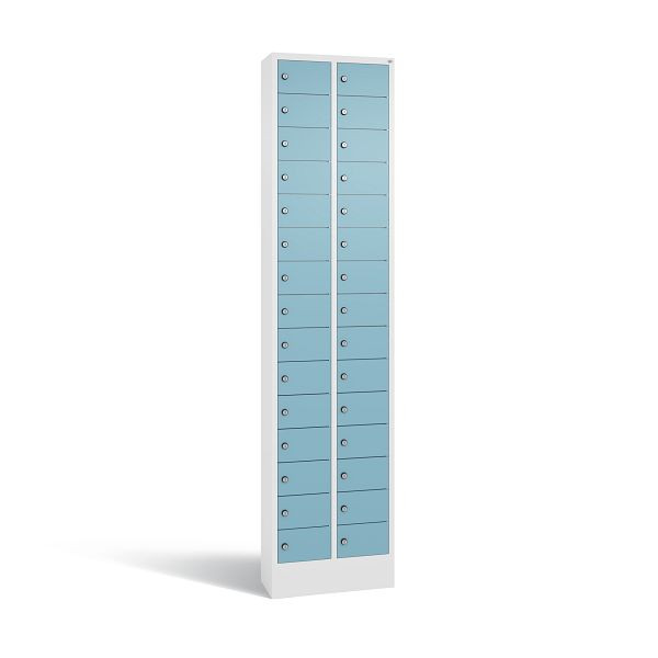 C+P Kleingefachschrank, 30 Fächer, H1950xB460xT200 mm, Weiß/Horizontblau, 80700-201 S10163