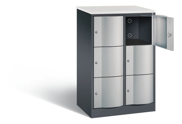 C+P lockerkast Resisto, H1255xW772xD540mm, kleur: zwart-grijs/wit aluminium, 8573-272 S10431