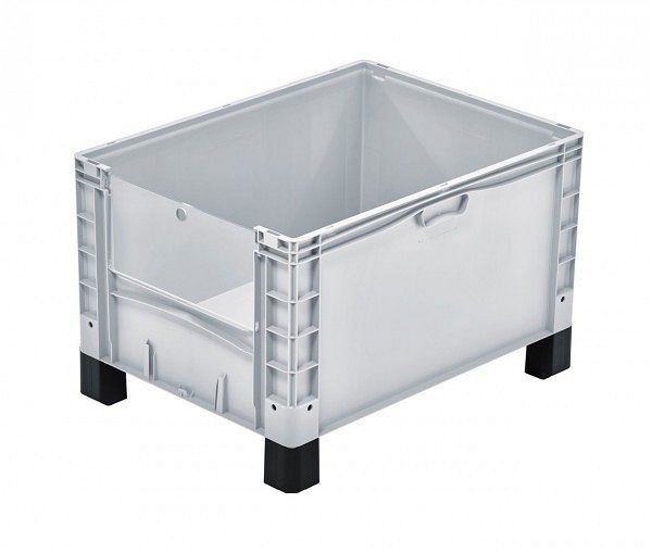 ALPHA Eurocontainer gesloten 800x600x420 mm met uitneemklep en voeten, 2607-GR