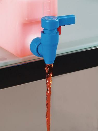 DENIOS aftapkraan voor plaatsbesparende en wijdhals jerrycans, kort, 210-615