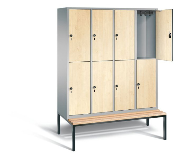 C+P locker dubbeldekker Evolo, H2090xW1590xD810mm, kleur: wit aluminium / Donau esdoorn decor, 48350-42 S10261