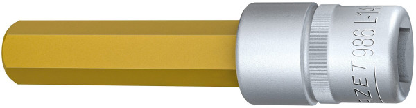 Hazet schroevendraaierdop, hol vierkant 12,5 mm, binnenzeskant profiel, 14 mm, lange uitvoering met karteling, 986L-14