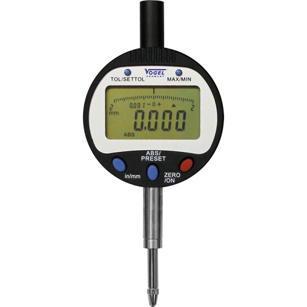 Vogel Germany digitale meetklok, met USB data-uitgang, 0 - 12,7 mm / 0 - 0,5 inch, 0,001 mm / 0.00005 inch, gewicht: 8 g, 242055