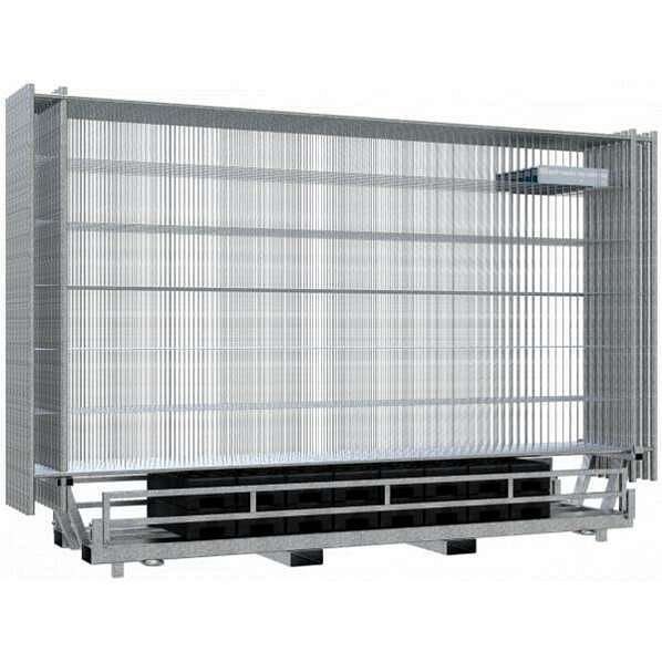 Schake bouwhek set2 met dubbele pallet, 15x verrijdbaar bouwhek 2,00x 3,50 m verzinkt, 15x recyclingvoeten voor bouwhek 20 kg, 3B212T-15-SET2