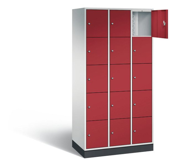 C+P lockerkast Intro, H1950xW920xD490mm, kleur: lichtgrijs/robijnrood, 8570-301 S10036