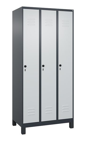 C+P luierkluis Classic PLUS met middenwand, voeten, 3 vakken, 1950x900x500mm, 7016/7035, veiligheidsdraaigrendel, 080010-30F S10013