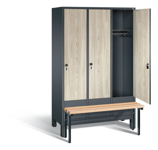 C+P Evolo garderobe, H1850xB1200xD815mm, kleur: antracietgrijs / Sen ash decor, 48030-32 S10154
