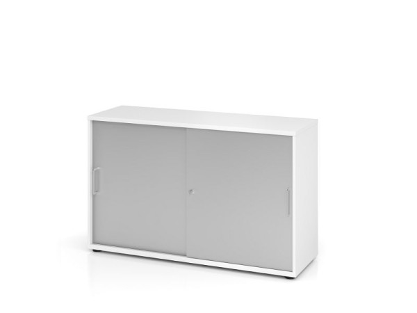 Hammerbacher schuifdeurkast 1752S BS, 2 OH, romp: wit / voorkant: zilver, 120 x 40 x 74,8 cm (BxDxH), V1752S/W/S/BS