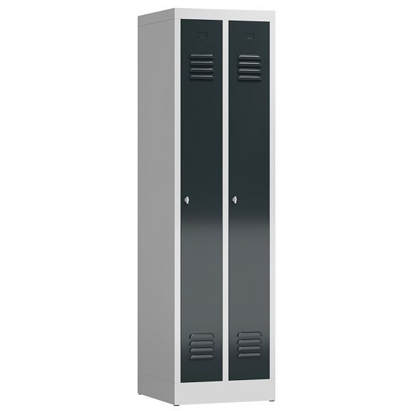 Lüllmann ClassiX kledingkast, 2 vakken, 1800 x 500 x 500 mm, lichtgrijs/antraciet, X-510108