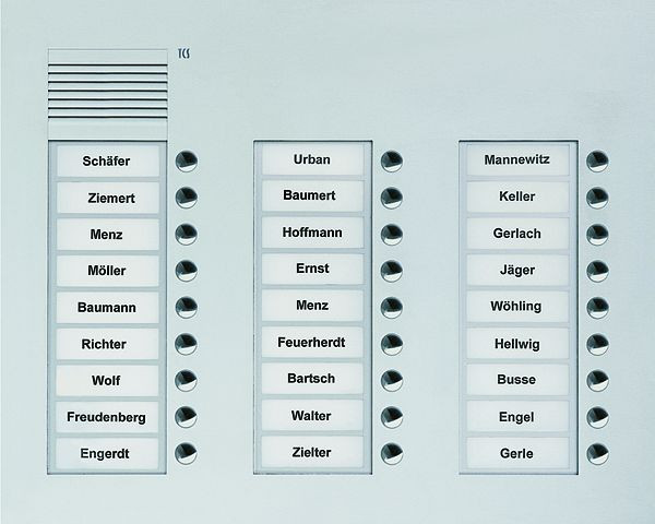 TCS audio buitenstation serie PUK 27 belknoppen (rechts uitgelijnd), 3 kolommen, UP zilver, PUK27/3-EN
