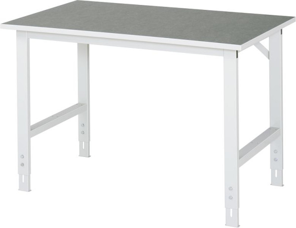 RAU werktafel Tom serie (6030) - in hoogte verstelbaar, werkblad met linoleum/universele bekleding, 1250x760-1080x800 mm, 06-625L80-12.12