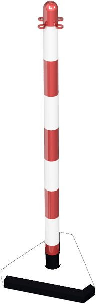 Schake kettingstandaard van kunststof Ø 40 mm, wit/rode driehoekige voet, 4040KB