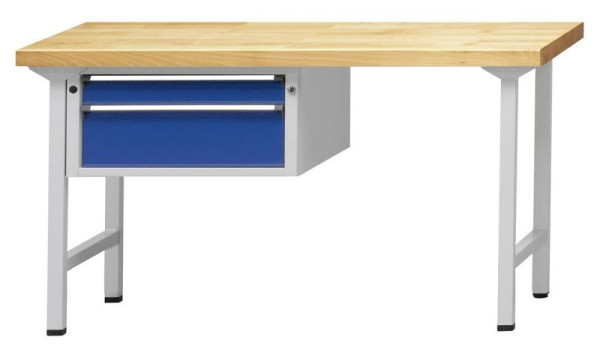 ANKE combinatie werkbank; 1500x700 mm; RAL 7035/5010; Linker onderkast (V-BL) 660x615x330 mm, 2 laden 90, 180 mm