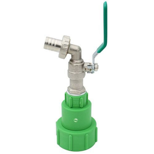 DENIOS IBC kogelkraan van metaal, 3/4, met wartelmoer S60x6/62mm, verpakking van 3, 311437