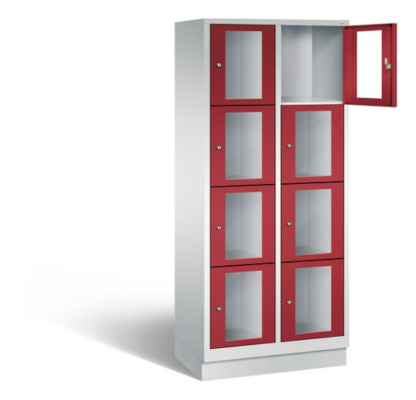 C+P lockerkast Classic, H1800xW810xD500mm, kleur: lichtgrijs/robijnrood, 8020A224 S10002