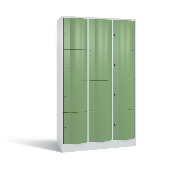 C+P Schließfachschrank Resisto, 10 Fächer, H1950xB1148xT540 mm, Grau/Resedagrün, 8070-3723 S10038