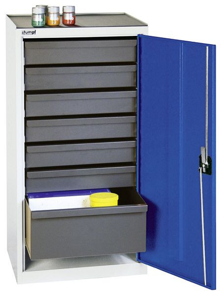 stumpf gereedschaps- en materiaalkast serie 3000, 7035/5010, 6 laden 100 mm, 1 lade 200 mm, 3001874
